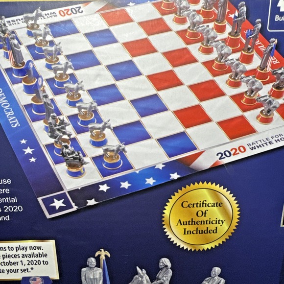 RARE COMPLETE 2020 Election Battle for White House Chess Set Trump Biden Kamala - Picture 8 of 11